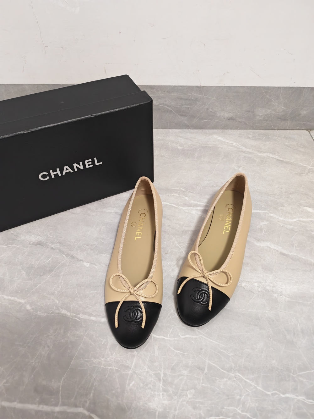 Chanel Two-tone Bow Ballet Flats